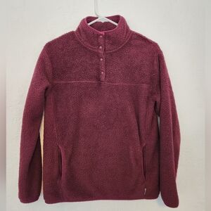 Eddie Bauer M Maroon 1/4 Snap Button‎ Sweatshirt